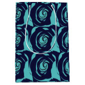 Blauw Navy Blauwe Roos Bloem  Medium Cadeauzakje (Voorkant)