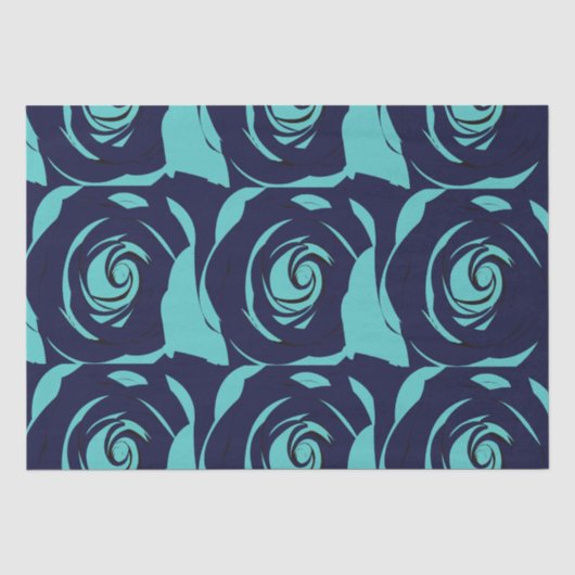 Blauw Navy Blauwe Roos Bloem Tissuepapier (Voorkant)