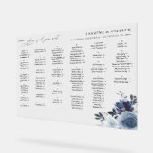 Blauw & Navy Bloemen Alfabetische Zitkaarten Acryl Bord (Hoek)