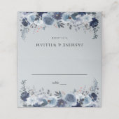 Blauw & Navy Bloemen - Blauw Grijs Plaatskaartje (Buitenkant ongevouwen)