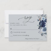 Blauw & Navy Bloemen geen Maaltijd RSVP - Blauw Gr (Voorkant)