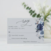 Blauw & Navy Bloemen geen Maaltijd RSVP - Blauw Gr (Staand voorkant)