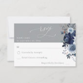 Blauw & Navy Bloemen geen Maaltijd RSVP - Grijs 2 (Voorkant)