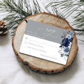 Blauw & Navy Bloemen geen Maaltijd RSVP - Grijs 2