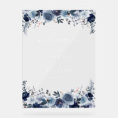 Blauw & Navy Bloemen Huwelijk Welkom 2- Wit Acryl Bord (Voorkant)