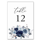 Blauw & Navy Bloemen Tafelnummer (Voorkant)