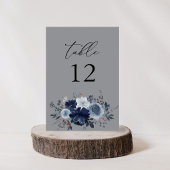 Blauw & Navy Bloemen Tafelnummer - Grijs