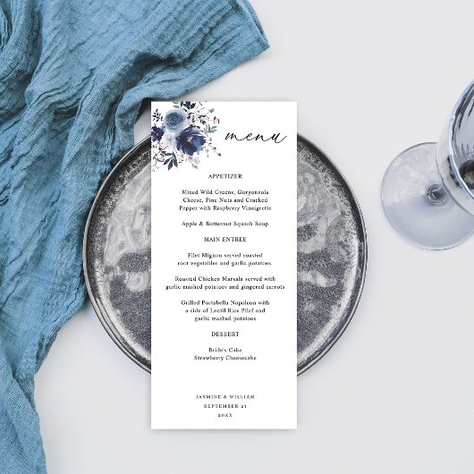 Blauw & Navy Bloemen Tall Menu