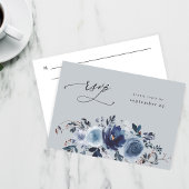 Blauw & Navy Bloemen W Maaltijd RSVP - Blauw Grijs