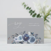 Blauw & Navy Bloemen W Maaltijd RSVP - Grijs (Staand voorkant)