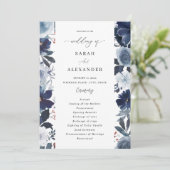Blauw & Navy Bloemen Wedding Programma test2 (Staand voorkant)