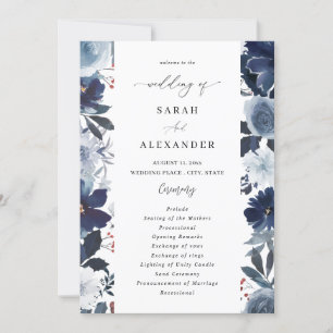 Blauw & Navy Bloemen Wedding Programma test2