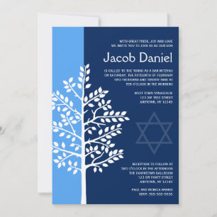 Blauw Navy Boom des Levens Bar Mitzvah uitnodiging