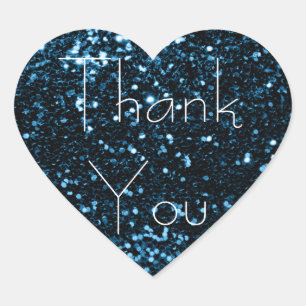 Blauw Navy Deep Glitter Glam Dank je Vonk Hart Sticker