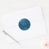 Blauw Navy Glitter Metallic Minimaal Monogram Ronde Sticker (Envelop)
