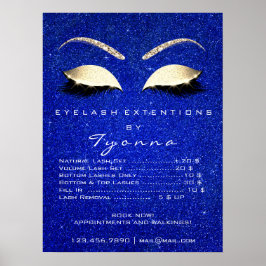 Blauw Navy Gold make-up artiest wimpers prijslijst Poster