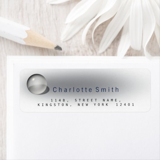 Blauw Navy Grijs Glas Bal Retouradres Labels (Insitu)