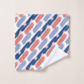 Blauw, Navy, Perzik en Roze Abstracte verfstreken Bad Handdoek (Wasdoekje)