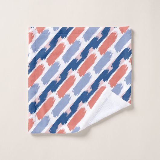 Blauw, Navy, Perzik en Roze Abstracte verfstreken Bad Handdoek (Wasdoekje)