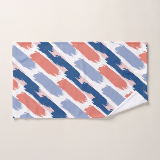 Blauw, Navy, Perzik en Roze Abstracte verfstreken Bad Handdoek (Handdoek)