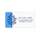 Blauw Navy White Tree of Life Bar Mitzvah Etiket (Voorkant)
