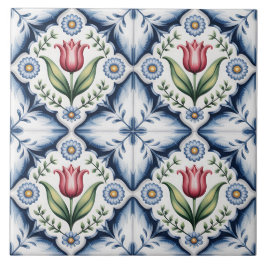 Blauw Nederlands Delfts patroon Tegeltje