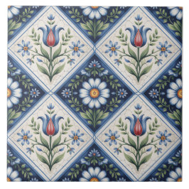 Blauw Nederlands Delfts patroon Tegeltje