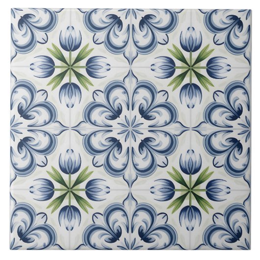 Blauw Nederlands Delfts patroon Tegeltje (Voorkant)