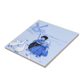 Blauw Nederlands Kind met ganzen Tegeltje (Zijkant)
