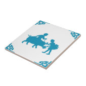 Blauw Nederlands Kinder en Varkenshaar Delft Tegeltje (Zijkant)