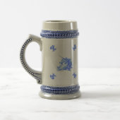 Blauw Nederlands Unicorn Stein Bierpul (Links)