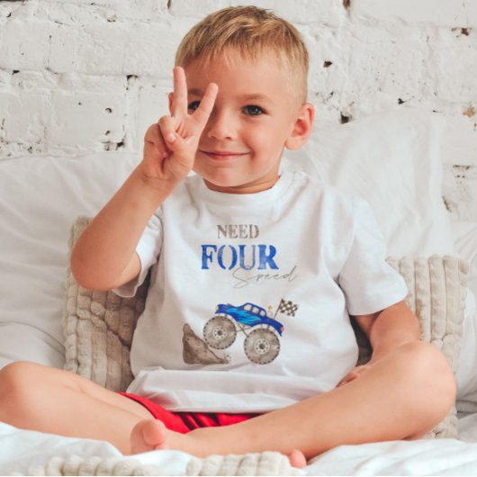 Blauw Need Four Speed Monster Truck Shirt