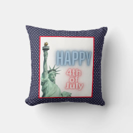 Blauw neon 4 juli Liberty beeld Kussen