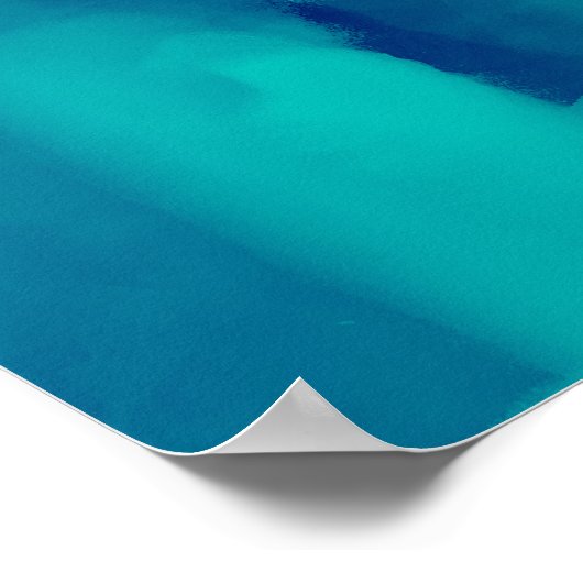 Blauw Neon Abstract Aquarel Schilderen Poster (Hoek)