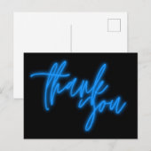 Blauw Neon Bedankt Bord Trendsettend Briefkaart (Voorkant / Achterkant)