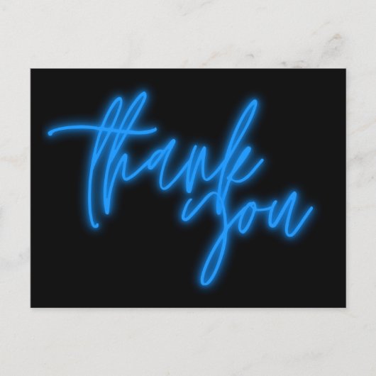 Blauw Neon Bedankt Bord Trendsettend Briefkaart (Voorkant)