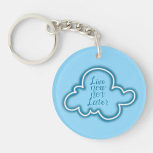Blauw Neon Bord Wolk Quote Sleutelhanger