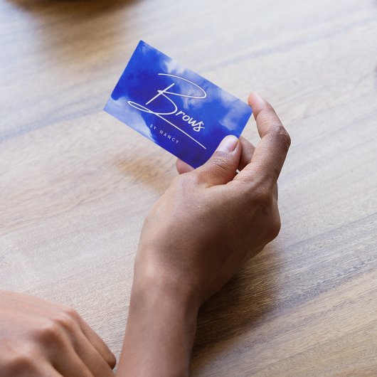 Blauw Neon Brows Script Visitekaartje