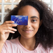 Blauw Neon Haar Stylist Script Visitekaartje