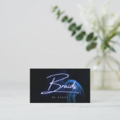 Blauw Neon Haar Vlechten Visitekaartje (Staand voorkant)