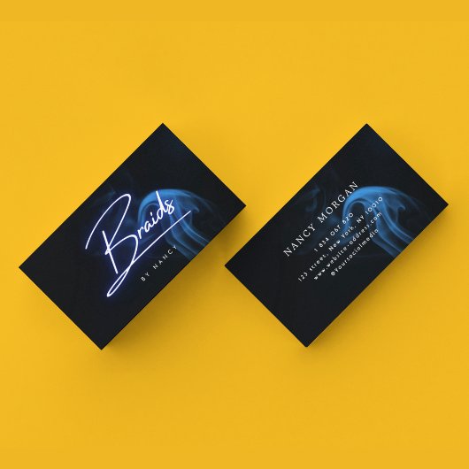 Blauw Neon Haar Vlechten Visitekaartje