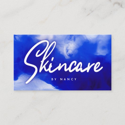 Blauw Neon huidverzorgingsscript Visitekaartje (Voorkant)