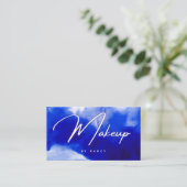 Blauw Neon Make-up Script Visitekaartje (Staand voorkant)