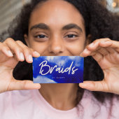 Blauw neon vlechten script visitekaartje