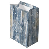 Blauw Nep Hout Sneeuw Kerstmis Medium Cadeauzakje (Achterkant Gekanteld)