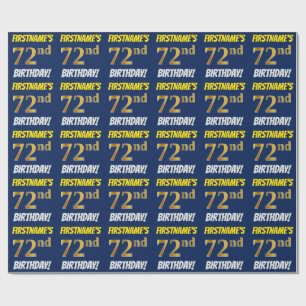 Blauw, Nep/Namaak Goud, "72ste VERJAARDAG" Cadeaupapier