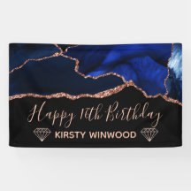 Blauw & Nep Roze Goud Glitter Agate Sweet 16