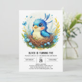 Blauw Nest In De Bossen Vogelverjaardag Kaart (Staand voorkant)