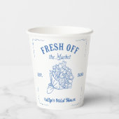 Blauw Net Binnen Bridal Shower Papieren Bekers (Achterkant)