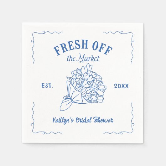 Blauw Net Binnen Op De Markt Bruiloft Feest Servet (Voorkant)